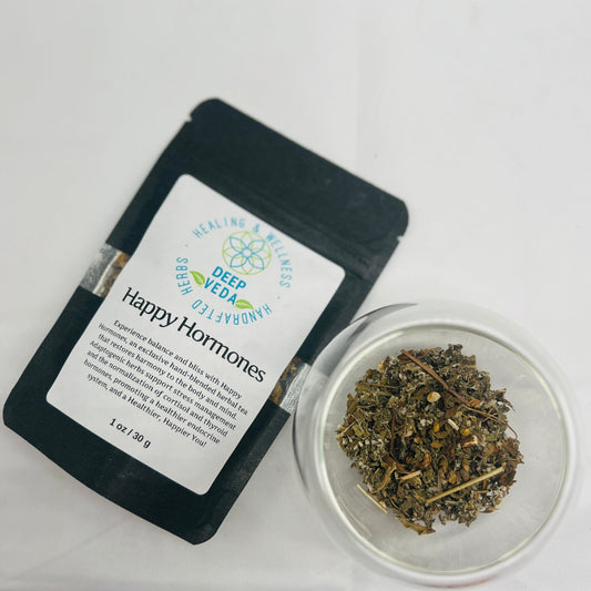 Happy Hormones 1 oz Hand-blended herbal blend that improves hormonal imbalance to restore body and mind.